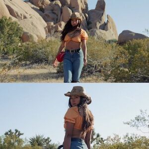 H&M 100% Cotton Bright Orange Ruffle Sleeves Crop Bra Top